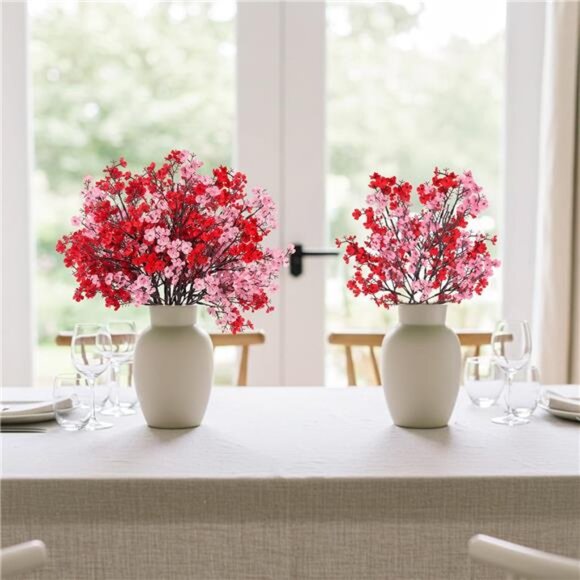 New 8Pcs Babys Breath Fake Artificial Flowers, Real Touch Red Pink Mix and Match - Picture 5 of 7